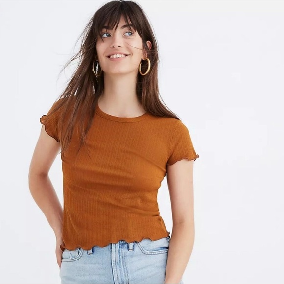 Madewell Tops - Madewell baby tee rust lettuce sleeve top